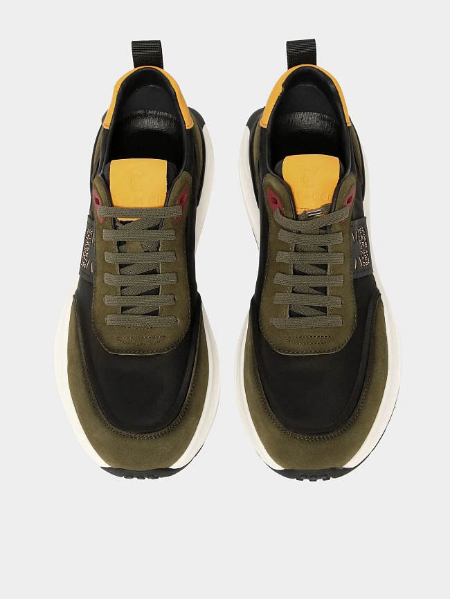 Кроссовки мужские демисезонные, цвет хаки, натуральный спилок/текстиль/натуральная кожа M03104 | 5