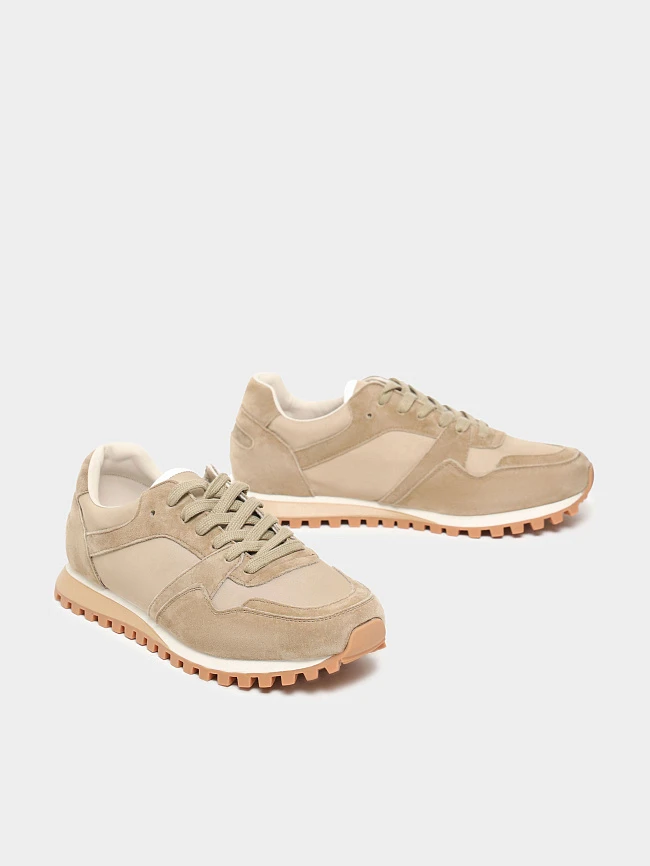 Кроссовки женские демисезонные, цвет мокко, натуральный спилок/текстиль 3630203 | 3