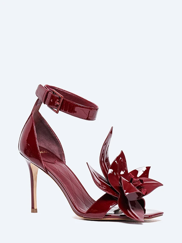 Босоножки женские летние, цвет бордовый, натуральная лаковая кожа 1494164 | 1