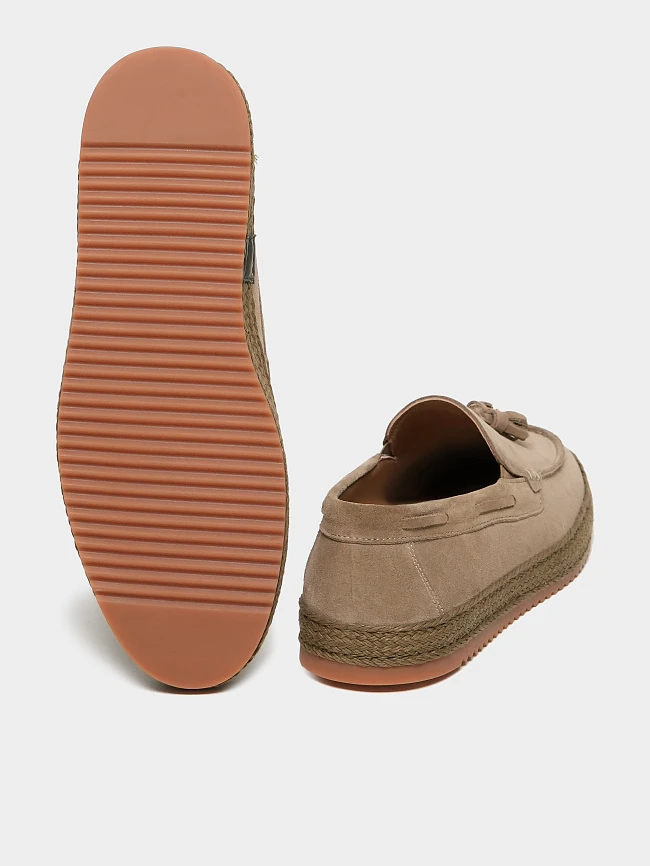 Лоферы мужские демисезон; лето;, цвет бежевый, натуральный спилок M254446 | 3