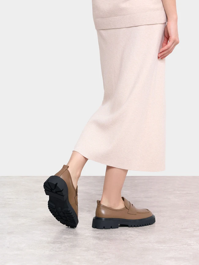 Лоферы женские всесезонные, цвет бежевый, натуральная кожа 1820244 | 9