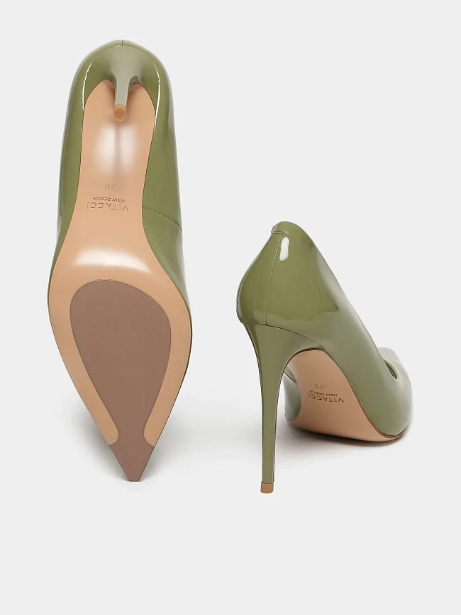 Туфли женские всесезонные, цвет хаки, натуральная лаковая кожа 497408 | 4