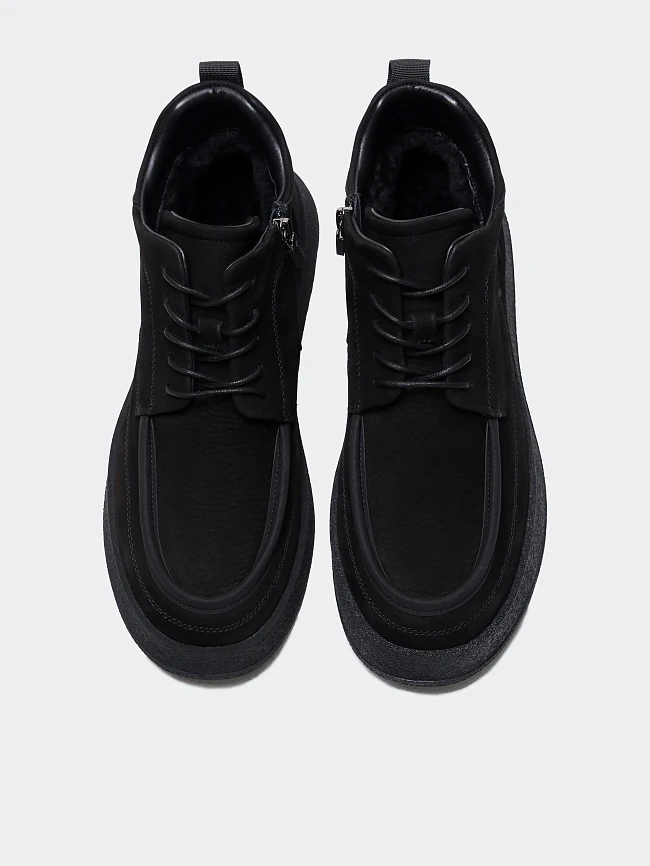 Ботинки мужские зимние, цвет черный, натуральный нубук M1782572M | 5