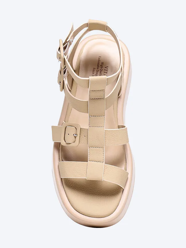 Сандалии женские летние, цвет бежевый, натуральная кожа и полимерные материалы 1849948 | 4