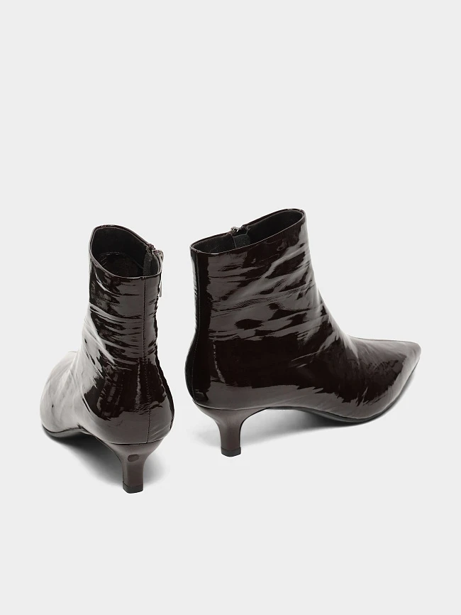 Ботильоны женские всесезонные, цвет бордовый, натуральная лаковая кожа 17VC426 | 4