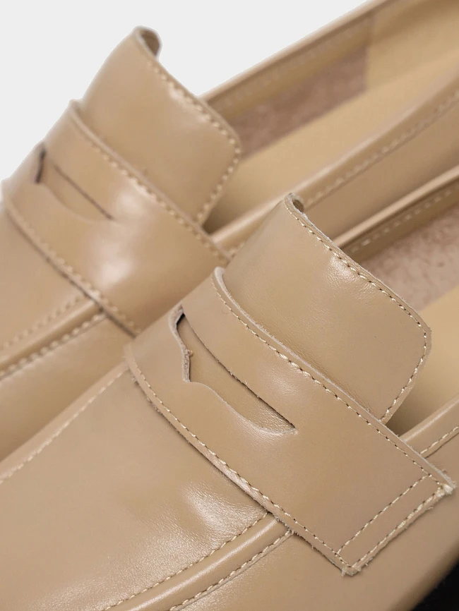 Лоферы женские всесезонные, цвет бежевый, натуральная кожа 1820076 | 7