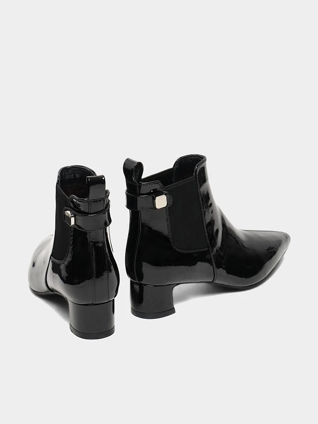 Ботильоны женские всесезонные, цвет черный, натуральная лаковая кожа 17VC405 | 4
