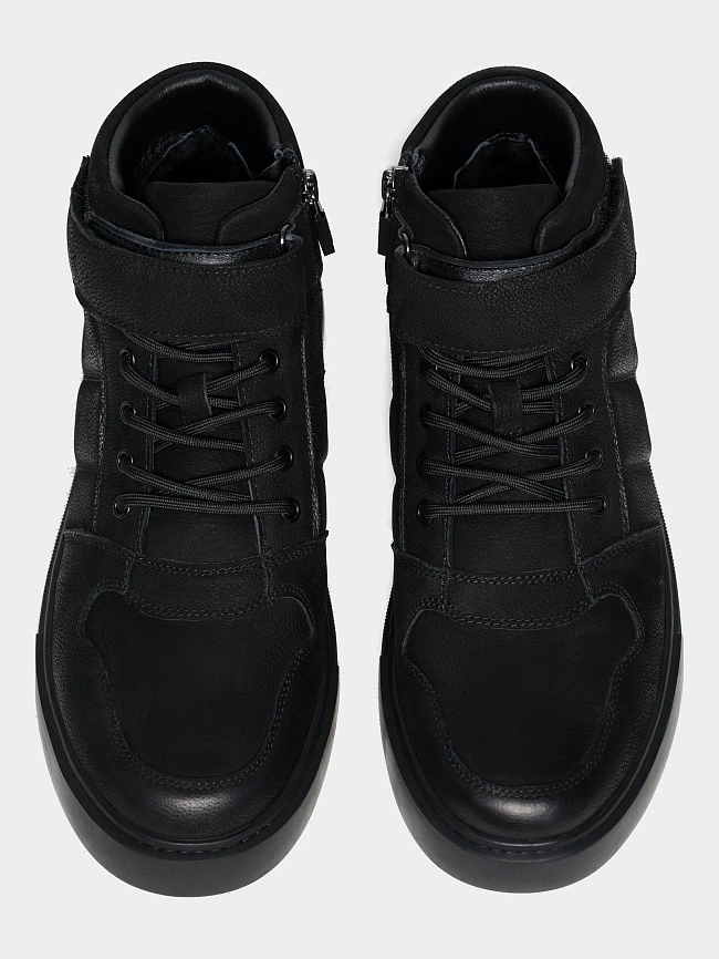 Кеды мужские зимние, цвет черный, натуральный нубук M253851M | 4