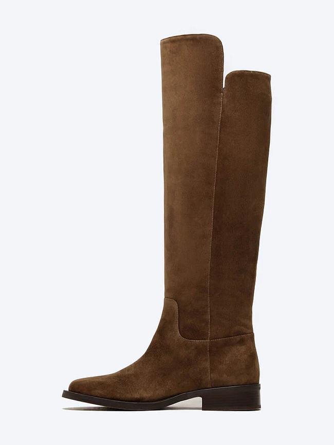 Сапоги женские демисезонные, цвет бежевый, натуральный велюр 1493984 | 3