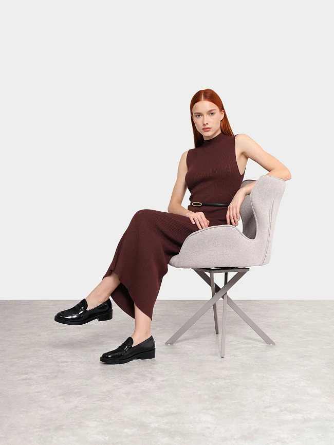 Лоферы женские всесезонные, цвет черный, натуральная кожа/натуральный мех (пони) 1820973 | 11