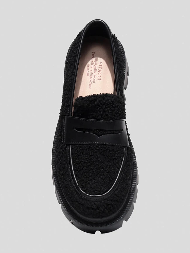 Лоферы женские всесезонные, цвет черный, текстиль/искусственная кожа 1847606 | 4