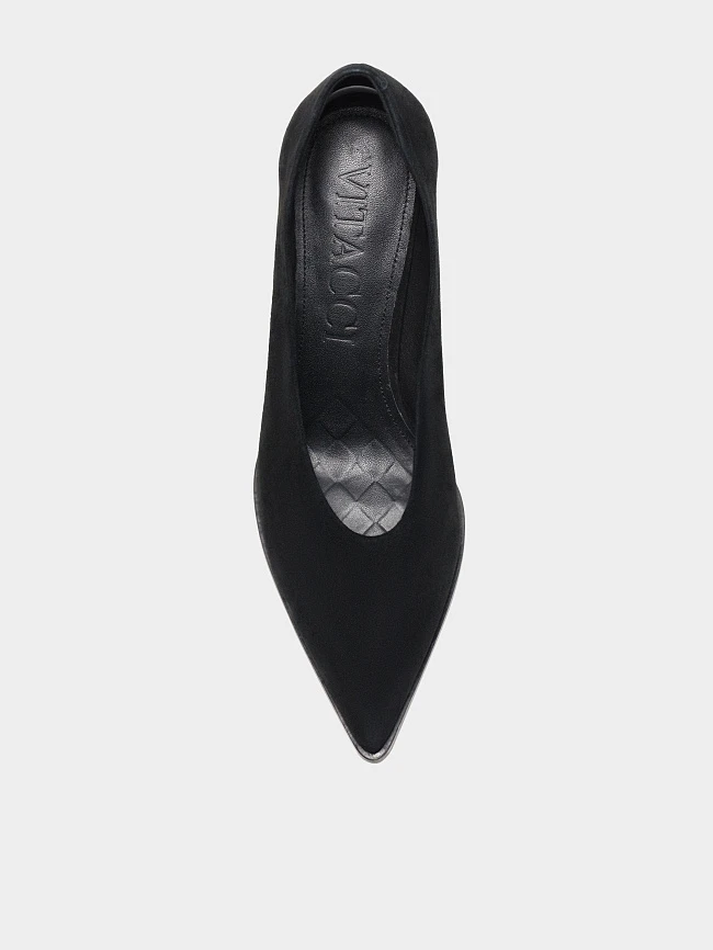 Туфли женские всесезонные, цвет черный, натуральный велюр 497630 | 4