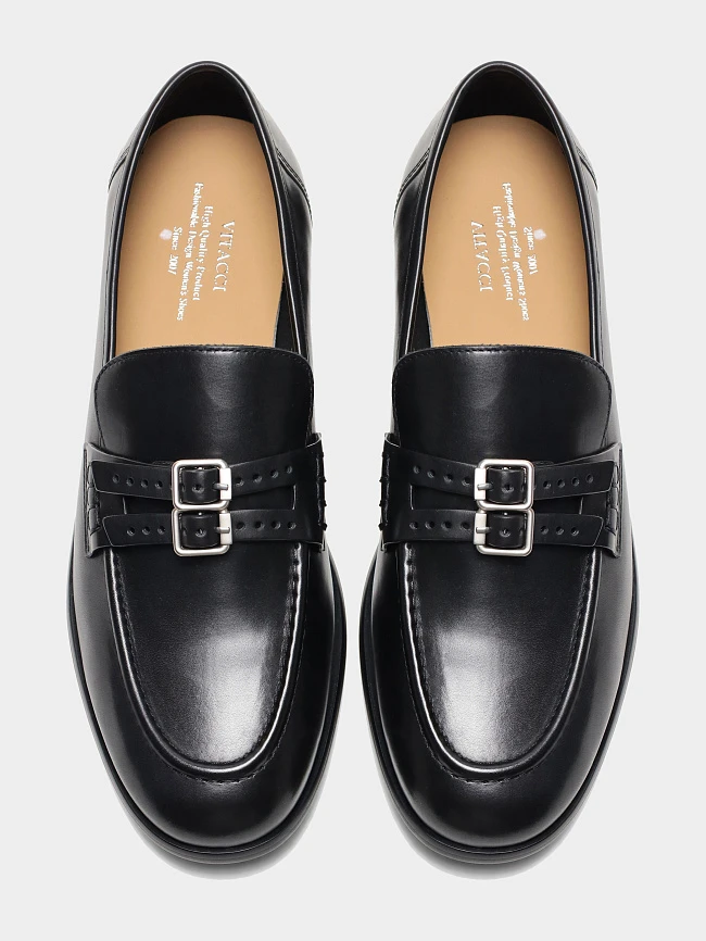 Лоферы женские всесезонные, цвет черный, натуральная кожа 7990200 | 5