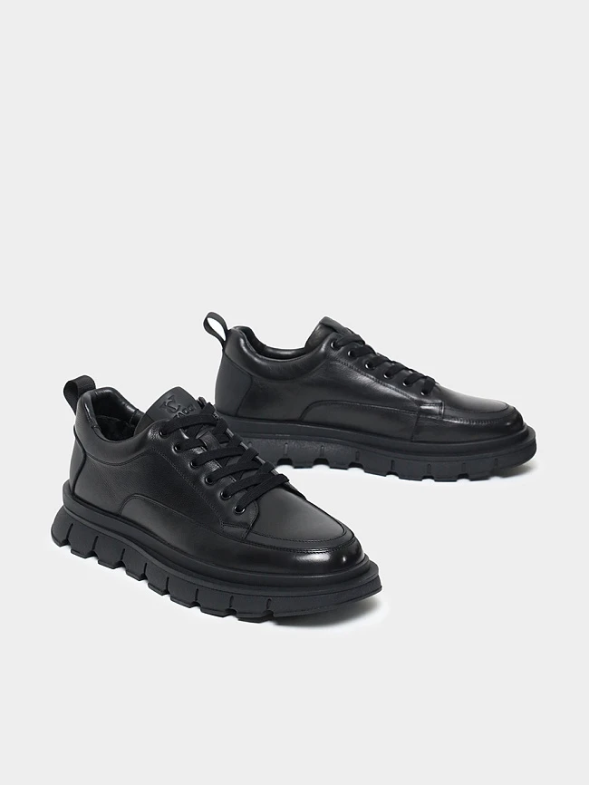 Полуботинки мужские зимние, цвет черный, натуральная кожа M1782018M | 2