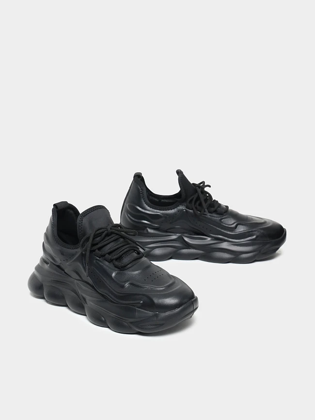 Кроссовки мужские демисезонные, цвет черный, натуральная кожа/текстиль M59VC011 | 3