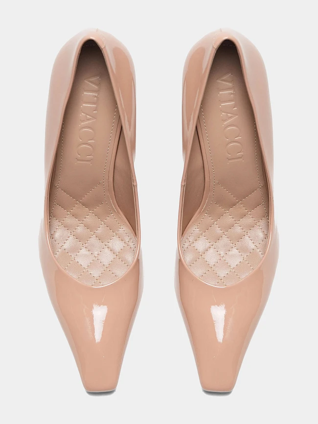 Туфли женские всесезонные, цвет бежевый, натуральная лаковая кожа 497556 | 5