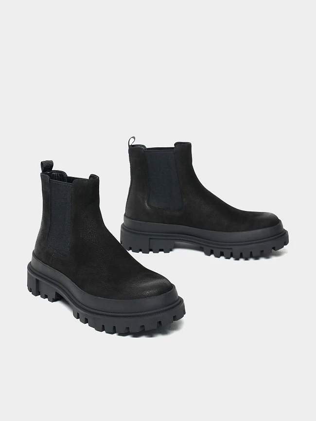 Ботинки мужские демисезонные, цвет черный, натуральный нубук M1023014 | 3