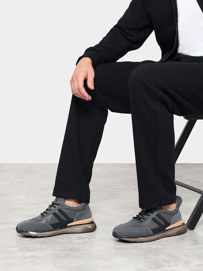 Кроссовки мужские демисезонные, цвет серый, натуральная кожа/натуральный спилок M01VC034 | 12