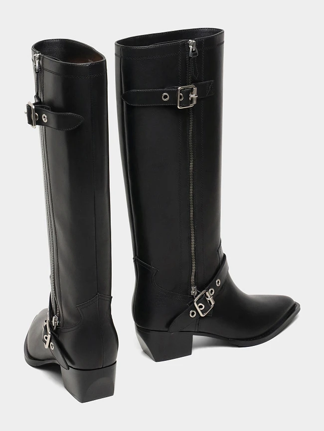 Сапоги женские демисезонные, цвет черный, натуральная кожа 1731197 | 4