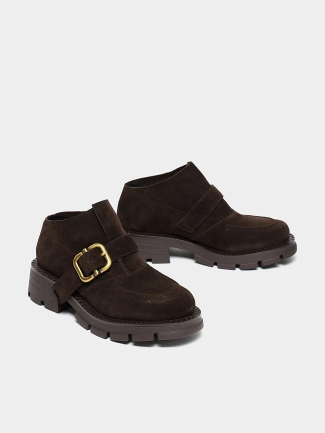 Полуботинки женские всесезонные, цвет коричневый, натуральный спилок 1731215 | 3