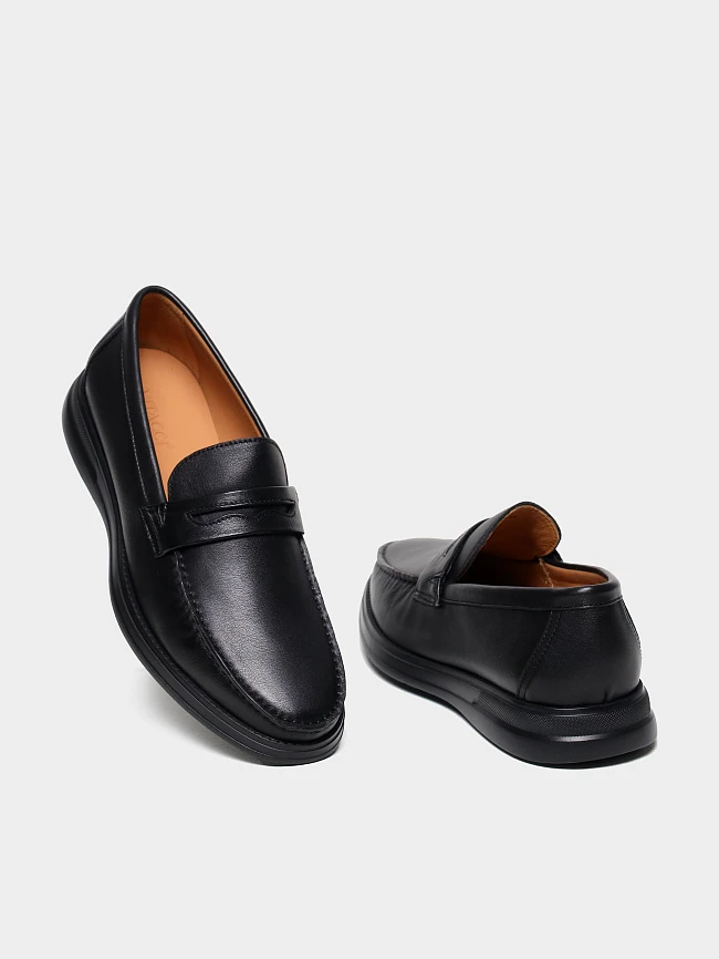 Мокасины мужские летние, цвет черный, натуральная кожа M801315 | 2