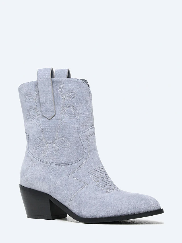 Полусапоги 1848491 женские цвет голубой, искусственный велюр 1848491 | 1