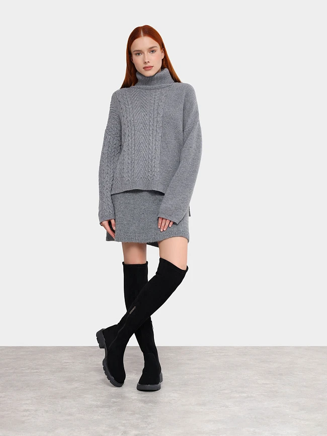 Ботфорты женские демисезонные, цвет черный, текстиль/натуральный велюр 1847372 | 12