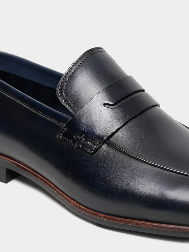 Лоферы мужские всесезонные, цвет синий, натуральная кожа M1023191 | 5