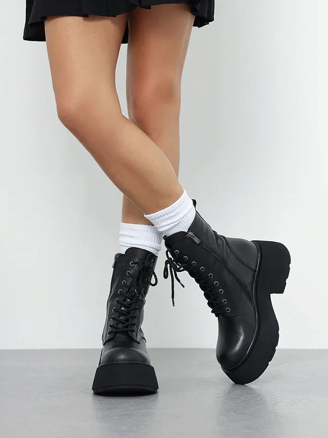 Ботинки женские демисезонные, цвет черный, натуральная кожа 887059 | 9