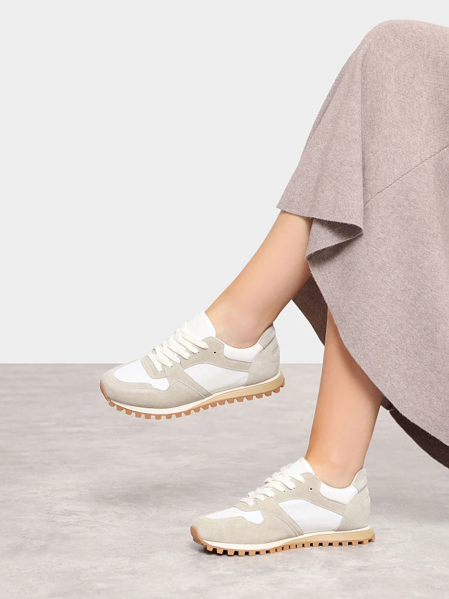 Кроссовки женские демисезонные, цвет молочный, натуральный спилок/текстиль 3630204 | 10