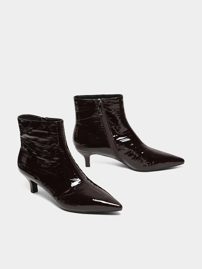 Ботильоны женские всесезонные, цвет бордовый, натуральная лаковая кожа 17VC426 | 3