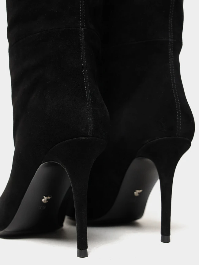 Ботфорты женские демисезонные, цвет черный, натуральный велюр 1494672 | 6