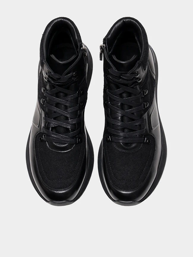 Кроссовки мужские демисезонные, цвет черный, натуральная кожа/шерсть M254222 | 5