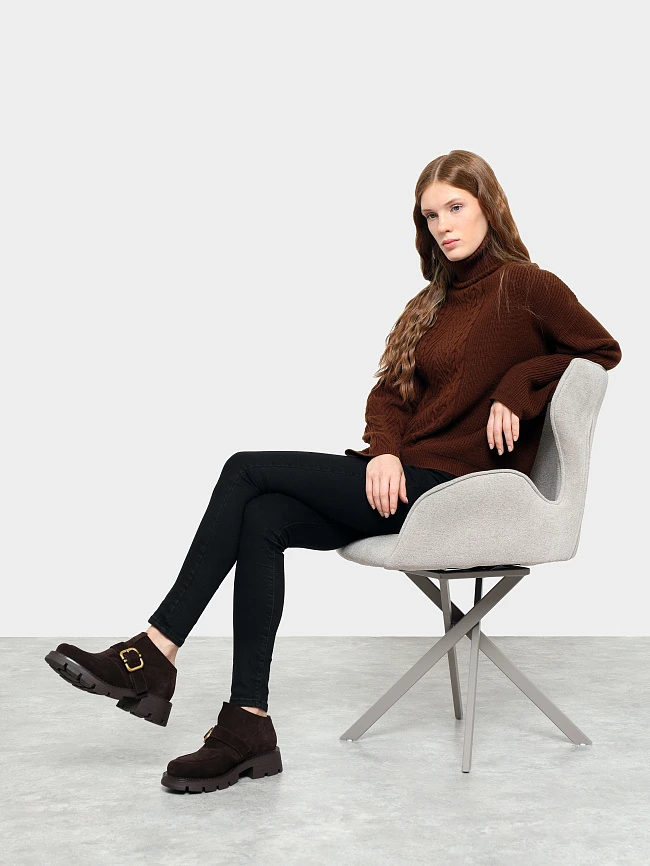 Полуботинки женские всесезонные, цвет коричневый, натуральный спилок 1731215 | 11