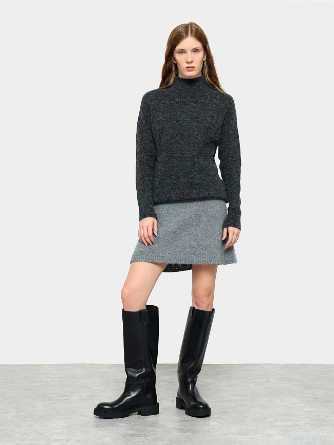 Сапоги женские демисезонные, цвет черный, натуральная кожа 1494780 | 12