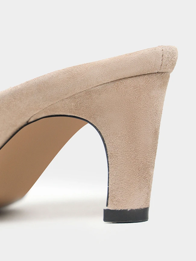 Мюли женские летние, цвет бежевый, натуральный велюр 497706 | 5