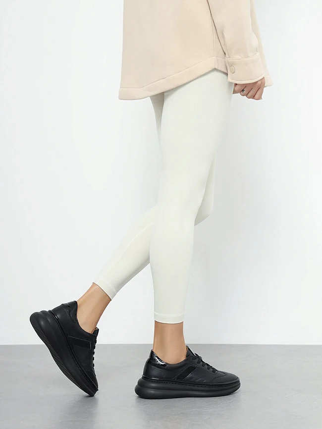 Кроссовки женские демисезонные, цвет черный, натуральная кожа 1221535 | 16