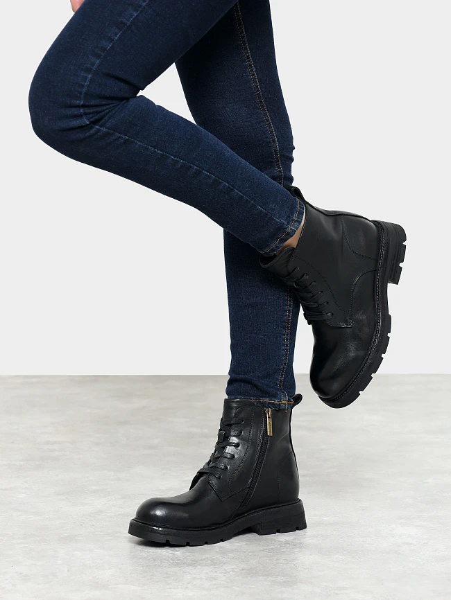 Ботинки женские демисезонные, цвет черный, натуральная кожа 7210346 | 9