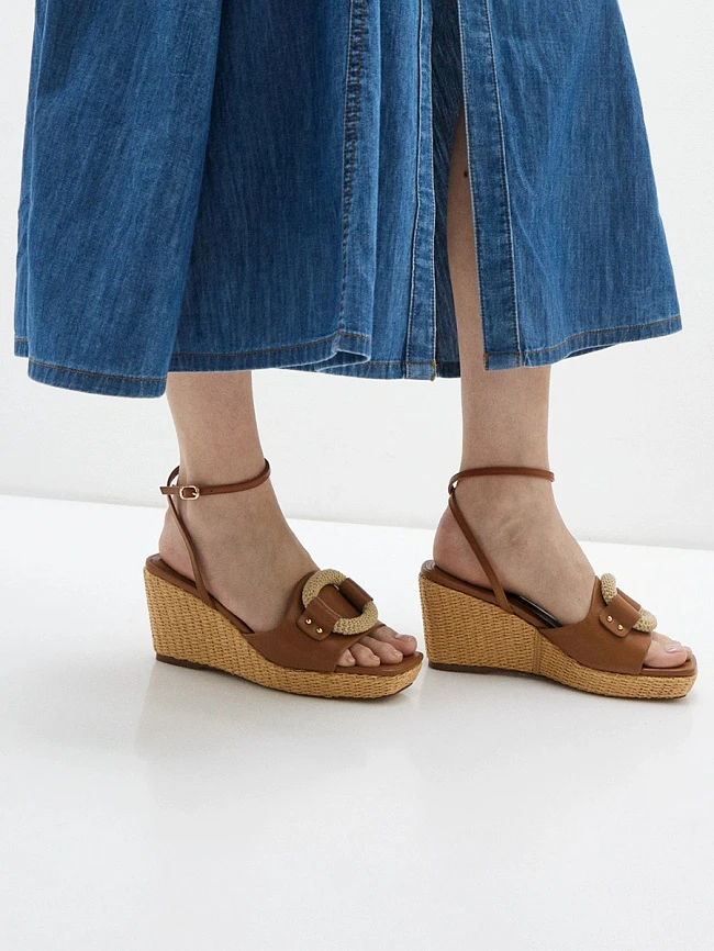 Босоножки женские летние, цвет рыжий, натуральная кожа 1821395 | 6