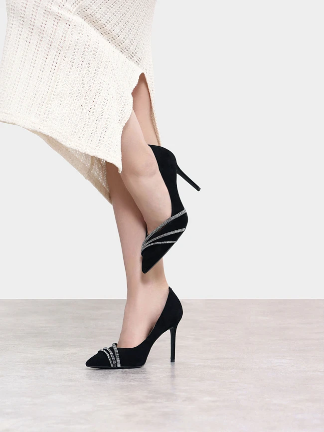 Туфли женские всесезонные, цвет черный, натуральный велюр 494858 | 10