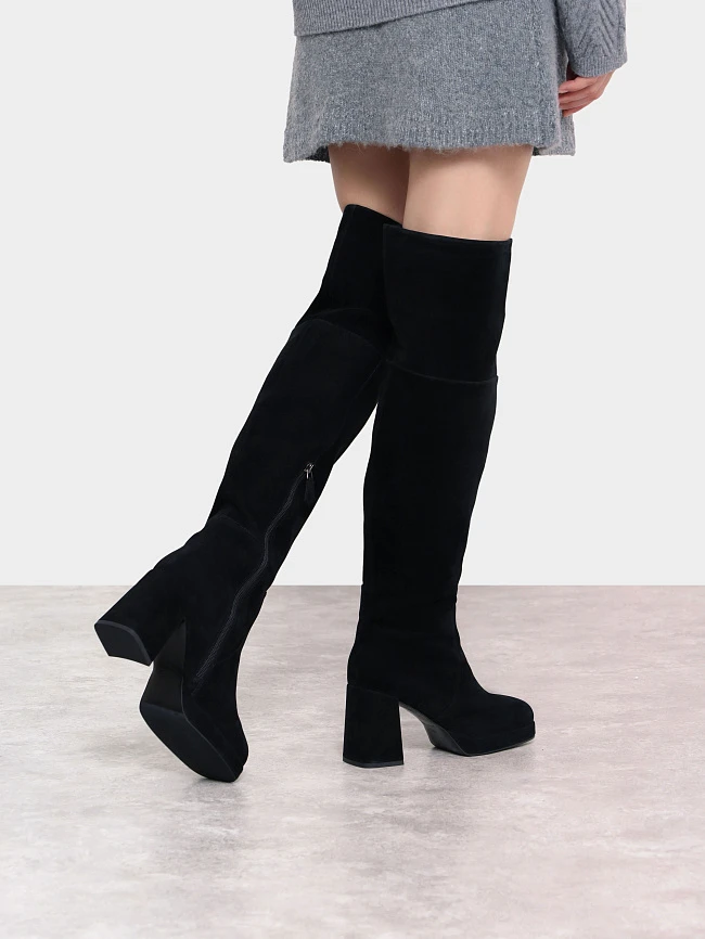 Сапоги женские зимние, цвет черный, натуральный велюр 1730320M | 8