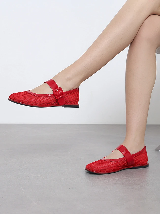 Балетки женские летние, цвет красный, текстиль/натуральная кожа и полимерные материалы 1849720 | 10