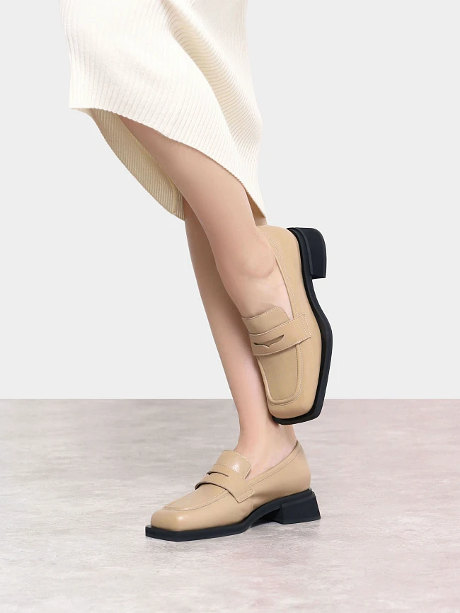 Лоферы женские всесезонные, цвет бежевый, натуральная кожа 1820076 | 10