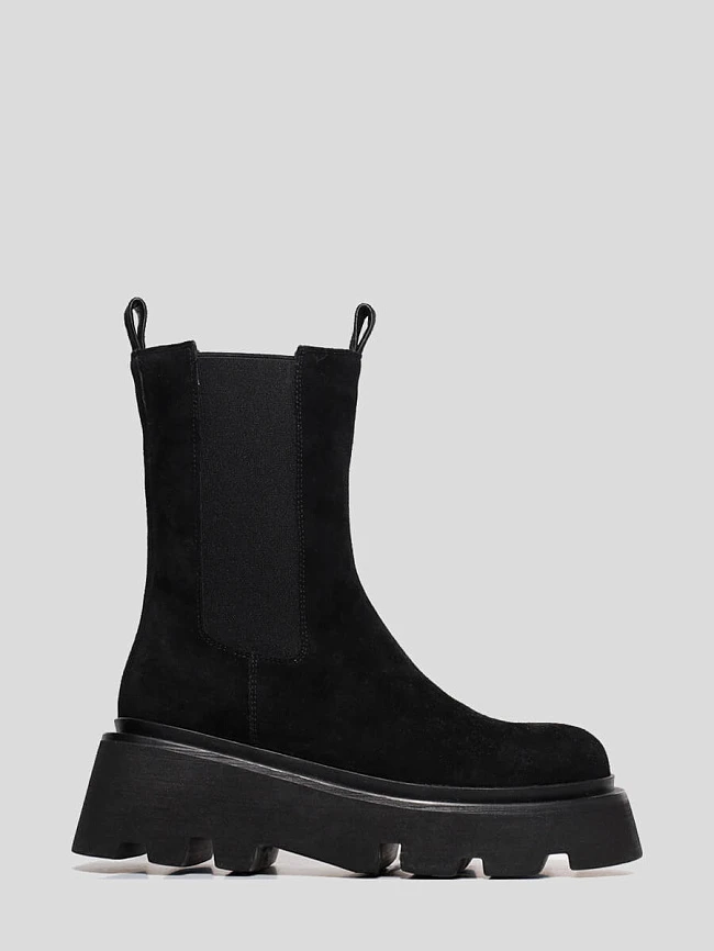 Полусапоги женские демисезонные, цвет черный, натуральный велюр 1847797 | 2