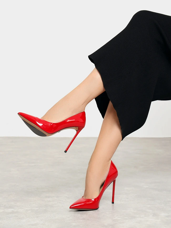 Туфли женские всесезонные, цвет красный, натуральная лаковая кожа 496259P2 | 7