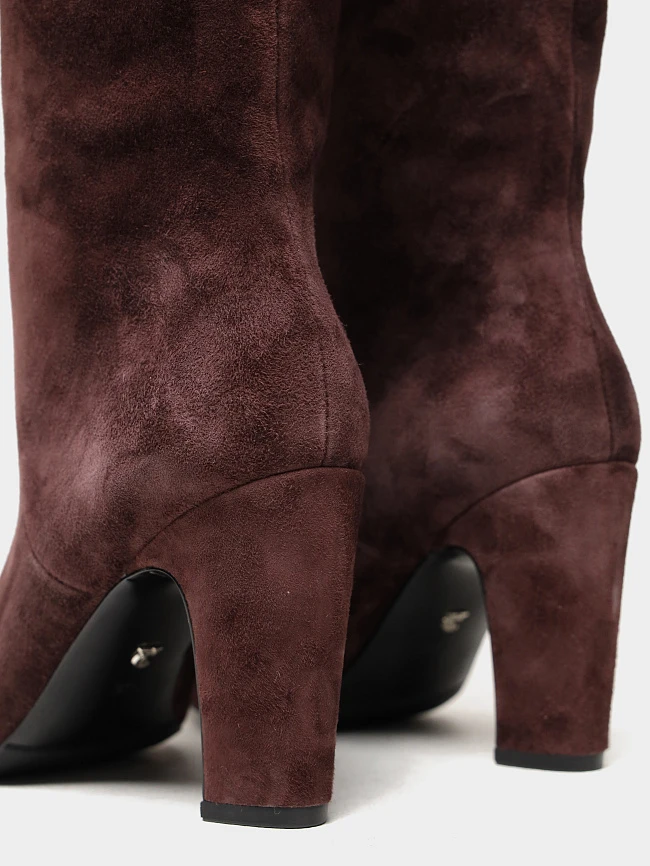 Ботфорты женские демисезонные, цвет бордовый, натуральный велюр 497232 | 6