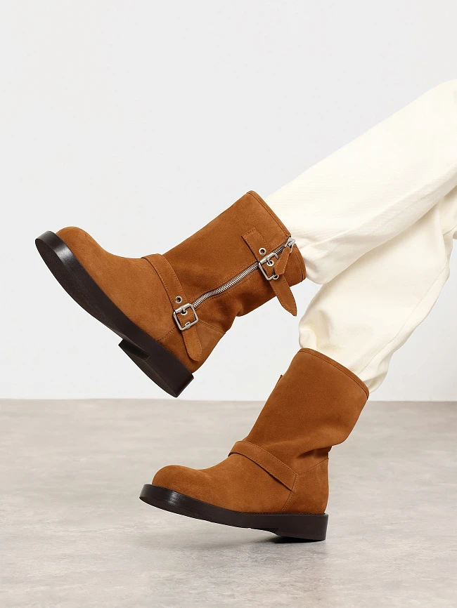 Полусапоги женские зимние, цвет рыжий, натуральный спилок 1731180M | 7