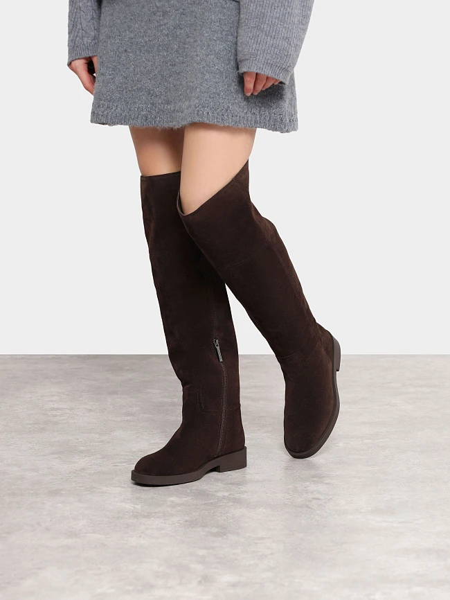 Ботфорты женские зимние, цвет коричневый, натуральный спилок 1821128M | 7