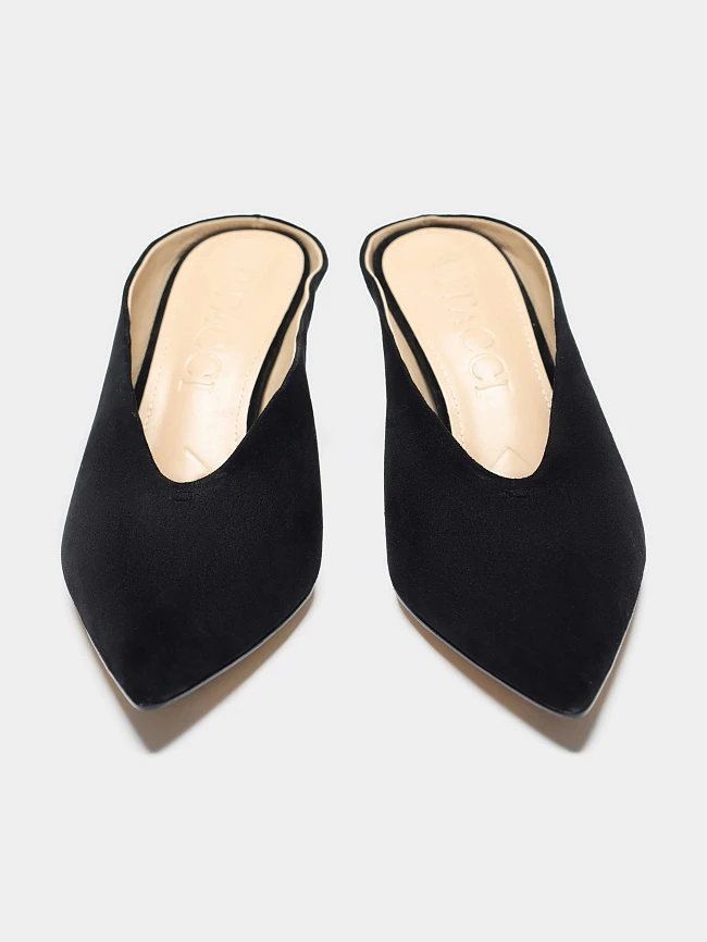 Мюли женские летние, цвет черный, натуральный велюр 497477 | 4