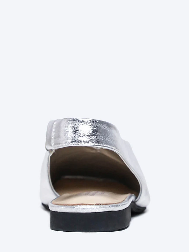 Туфли женские летние, цвет серебряный, натуральная кожа и полимерные материалы 1849740 | 5